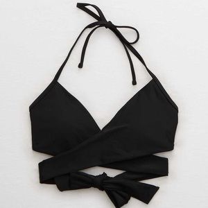 Aerie scoop black halter bikini top